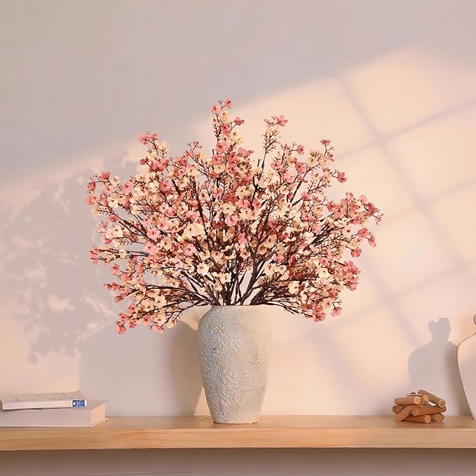 Yastouay Fake Fall Flowers Thanksgiving Table Decor, 15Pcs Fall Beige Brown Artificial Flowers for Decorations, Babys Breath Artificial Flowers Bulk for Thanksgiving Fall Decor Floral Arrangement