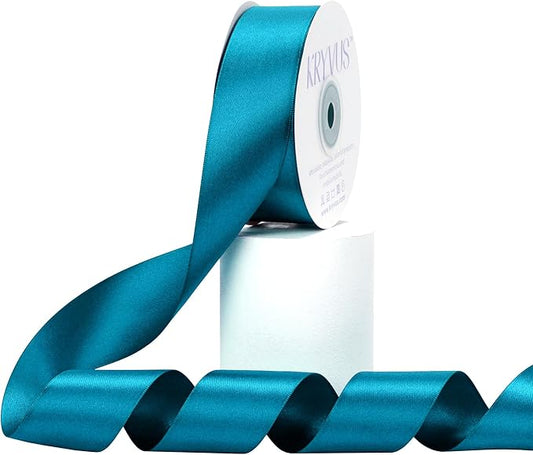 Premium Turquoise Blue Satin Polyester Ribbon, 1.5 Inch x 25 Yards, Double Faced, Perfect for Gift Wrapping, Wedding, Birthday, Baby Shower, Crafts, Sewing, Flower Bouquet, Wedding Party Decor