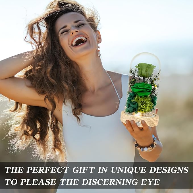 Preserved Roses & Fresh Flowers Bouquet – Gift for Women, Roses That Last Forever, Flowers for Delivery Prime, Green Roses – Birthday, Mother’s Day & Christmas