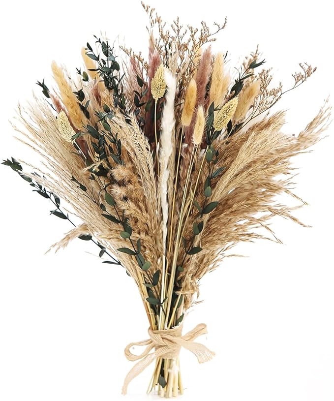 Musunny Pampas Grass Decor, Boho Decor Dried Flower Bouquet for Room,Bedroom,Office,Dried Flower Arrangements for Home Decor Wedding Centerpieces