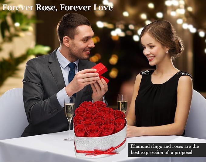16 Preserved Roses in Box, Forever Flowers for Delivery Prime. Birthday Gift For Women Mom Wife Girlfriend Grandma on Valentines Mothers Day Christmas Anniversary(Red)