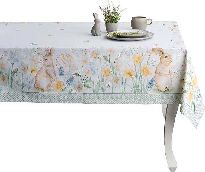 Maison d' Hermine Table Cloth Rectangle Table 100% Cotton 70 x 140 Inches Tablecloth Reusable Decorative for Dining Room, Farmhouse, Home, Party, Festive & Wedding Spring Summer - Easter Dew