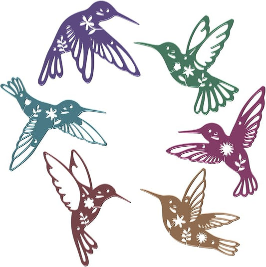 twinklemon 6PCS Metal Hummingbird Wall Art Decor Colorful Birds Outdoor Wall Decor Iron Hanging Decor Ornaments Bird Wall Art Decorations for Garden Fence Yard Living Room Patio Balcony