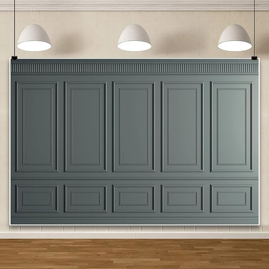 AOFOTO Vintage Room Inside Backdrop Classic French Frame Dark Grey Walls Photo Background for Wedding Bridal Shower Party Banner Home Headboard Decor Wall Photo Studio Booth Props 8x6ft