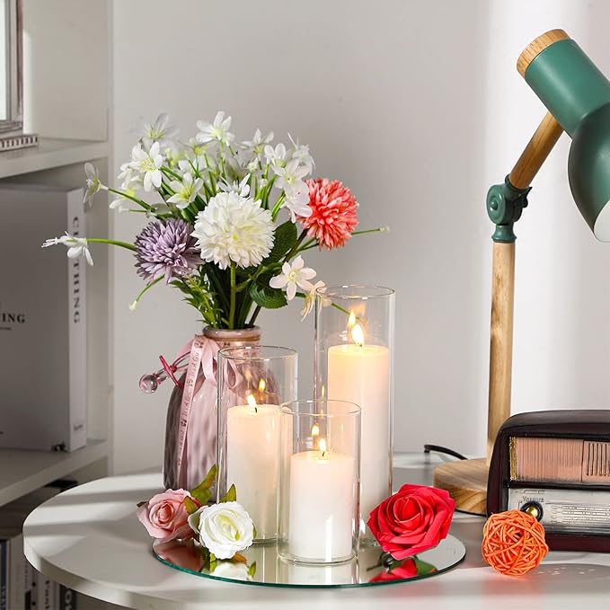 18 Pcs Cylinder Vases Set for Centerpieces, 6/8/10 Inch Tall Clear Glass Vase, Hurricane Floating Candle Holder for Wedding Table Decor, 2.5''/2.7''/3.3''' Diameter (3.3'' X 5.9'',7.9'',9.8'')