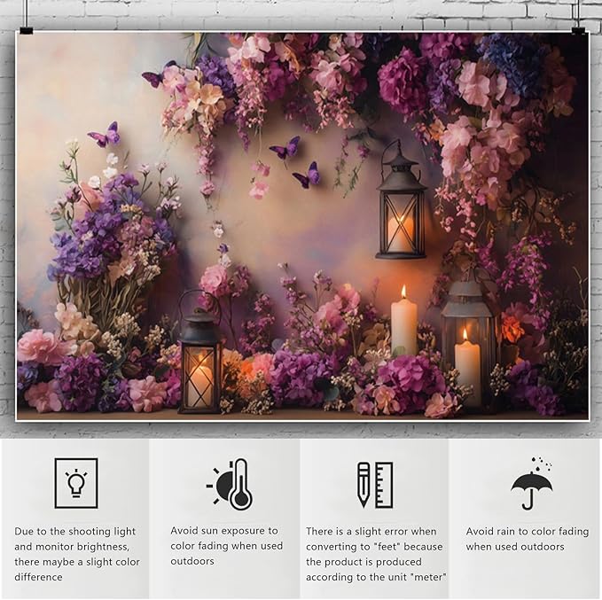 YongFoto Elegant Flower Wall Backdrop 10x8ft Floral Butterfly Candle Photography Background Baby Bridal Shower Wedding Girl Birthday Party Banner Room Decor Portrait Photoshoot Wallpaper Photo Booth