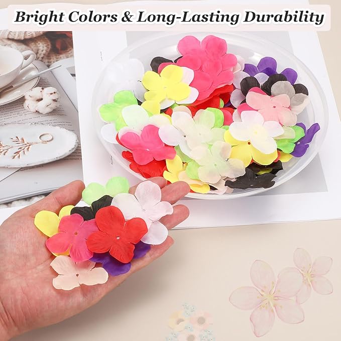 PATIKIL 1.8 Inch (4.5cm) Flowers Patch, 300Pcs Artificial Flowers Handmade Patches Silk Cloth Applique for Scrapbooking Wedding DIY Craft Supplies Card, White