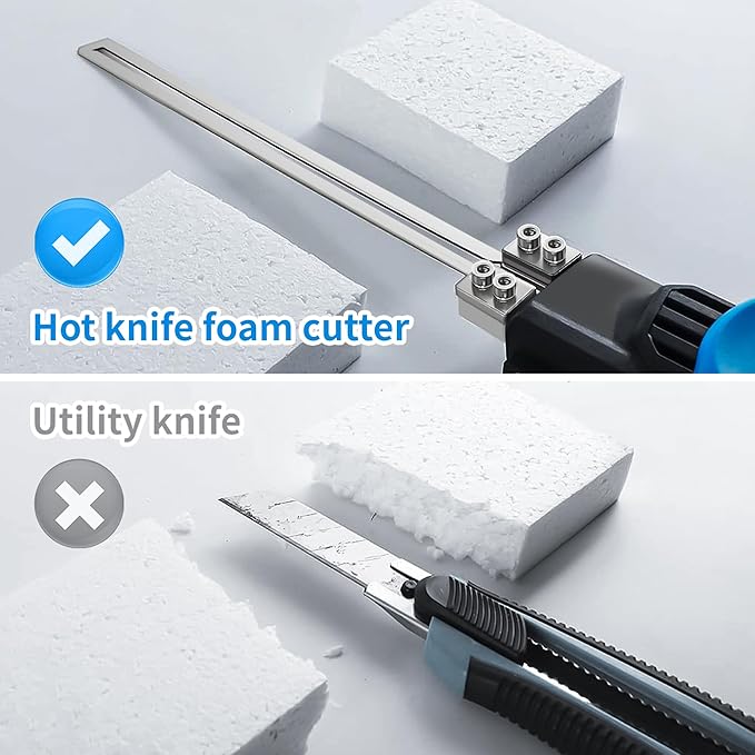 250W AC Rotatable Electric Hot Knife Foam Cutter Styrofoam Cutting Tool Kit Air Cooled Hot Knife Cutter Foam Cutting Tool Kit with Heavy-Duty Case