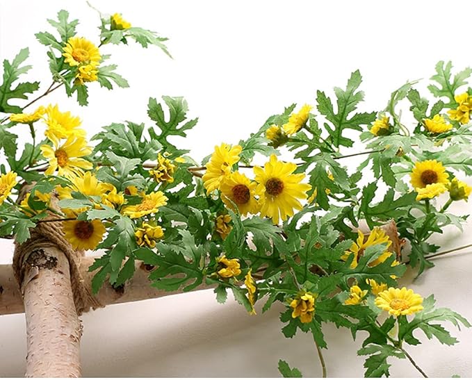 SOMYTING Artificial Daisy Garland Decorative Fake Flower Vine Hanging 5.6Ft Silk Flower Greenery for Home Garden Outdoor Ceremony Wedding Arch Floral Decor