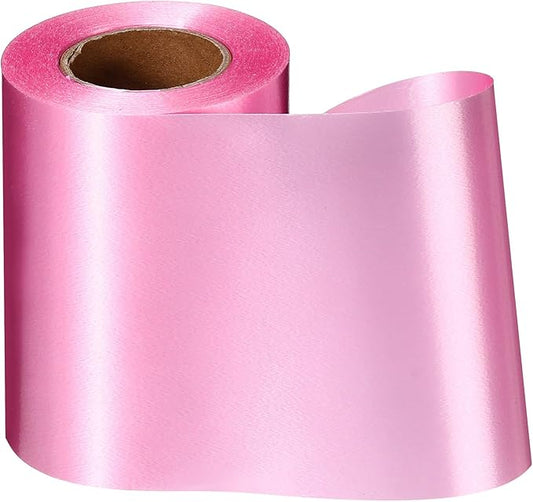 Syhood Outdoor Leaf Ribbon Floral Satin Ribbon for Crafts Aspidistra Waterproof Holiday Outdoor Decoration(4 Inch X 30 Yards,Pink)