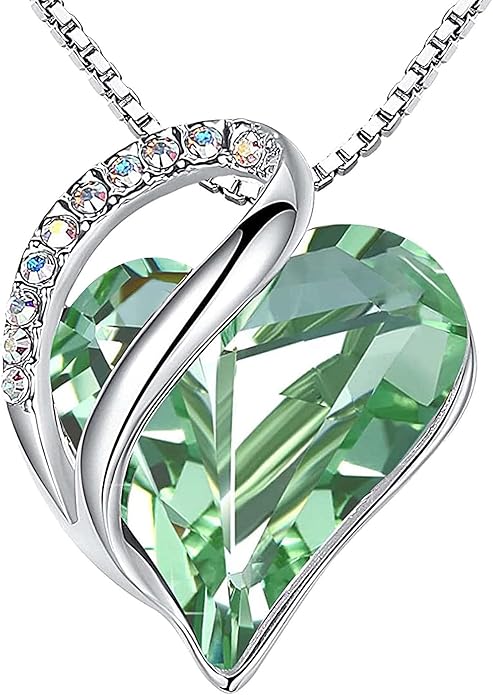 Leafael Necklaces for Women, Infinity Love Birthstone Heart Crystal Pendant, Birthday Jewelry Gifts for Her, Mom, and Wife, Silver Plated, 18 plus 2 inch Adjustable Chain