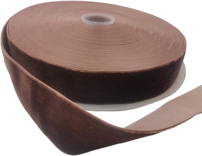 Nylon Velvet Ribbon Single Faced,1 Inch X 25Yards Spool (Brown)