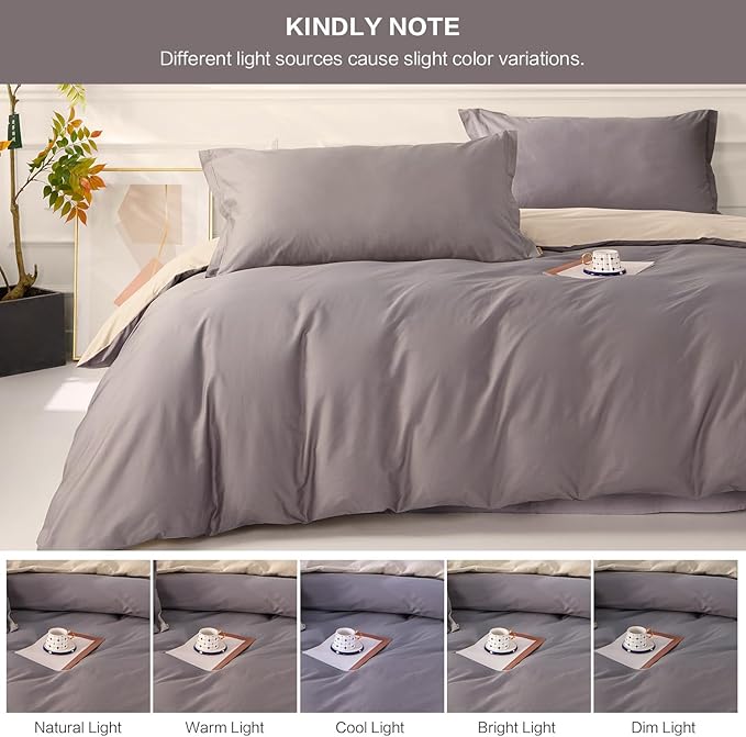 SAPHREAS Purple Duvet Cover Queen Size 3 Pieces Extra Soft Cotton Bedding Set for Kids & Adults, Includes 1 Lavender Duvet Cover 90"x90" with Zipper Closure & 2 Pillow Shams, Comforter Not Included