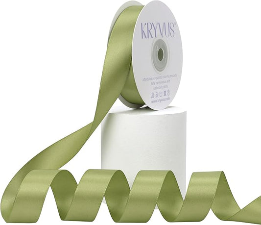 Moss Green Polyester Satin Ribbon, Double Faced 7/8 Inch X 25 Yards, Premium Satin Ribbon for Gift Wrapping, Crafts, Hair Bow Making, Sewing, Flower Bouquet, Wedding Party Decor