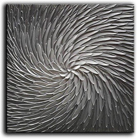 YaSheng Art - 30x30 Inch Large Abstract Art Oil Paintings on Canvas Silver Gray Gradient color Abstract Artwork Modern Home Decor Canvas Wall Art Ready to Hang for Living Room Bedroom