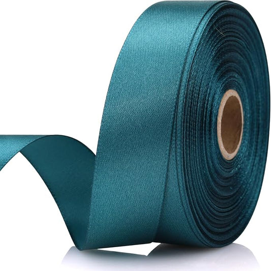 7/8 Inch 30 Yards Greenish Blue Satin Craft Ribbon-Single Face Polyester Ribbon for Handmade Roses,Gift Wrapping,Timeless Flower,Bouquets,Wedding and Party Decoration