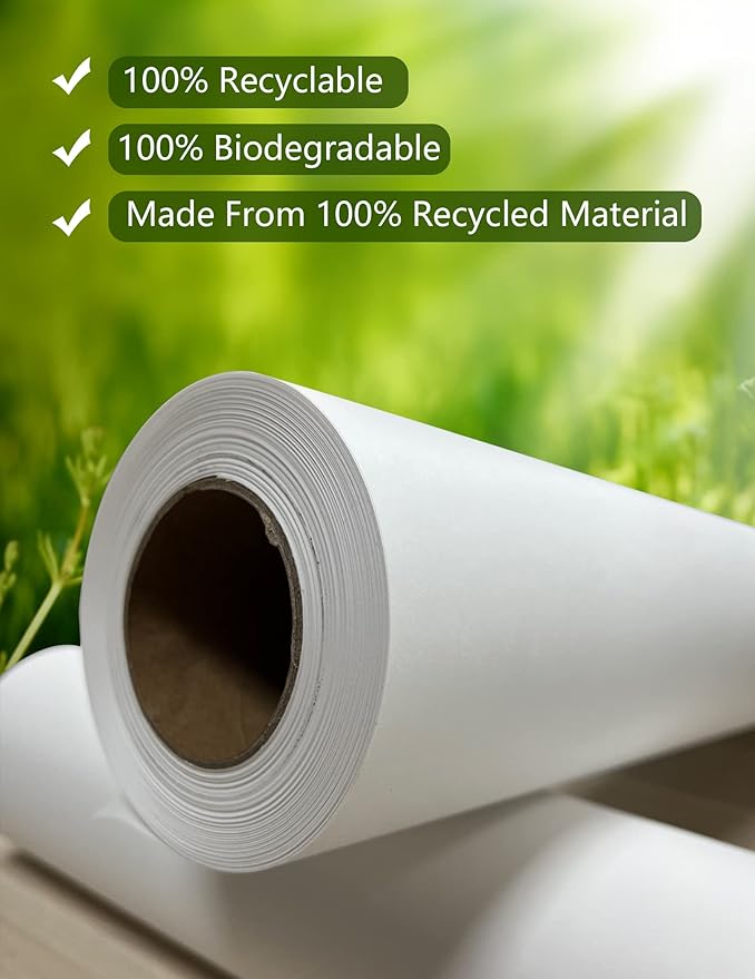 Kraft Paper Roll 36" x 98ft, White Craft Paper 80GMS for Gift Package/Bouquet Flower Wrapping/Kids Arts Drawing/Bulletin Board/DIY/Box Moving Filler/Shipping Supplies/Table Cover, Unwaxed & Uncoated