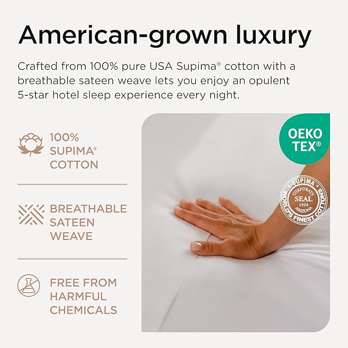 Threadmill Supima Cotton Sheets, 1200 Thread Count 100% Cotton Sheets for Cal King Size Bed, 4 Pc White Cal King Bed Sheets Set, 5-Star Hotel Quality with Elasticized Deep Pocket King