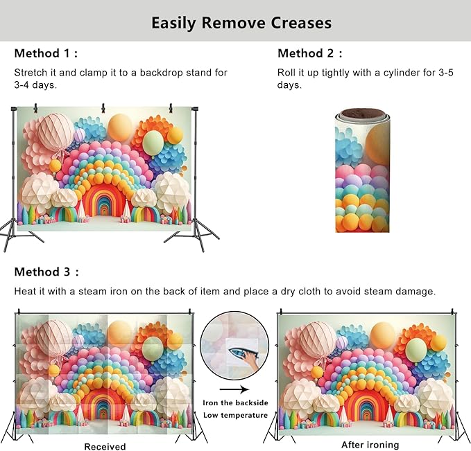 YongFoto Paper Flowers Backdrop 10x5ft Colorful Cut Paper Floral Blossom Rainbow Arch Hot Air Balloon Honeycomb Ball Photography Background Lovely Party Banner Home Decor Photo Studio Booth Props