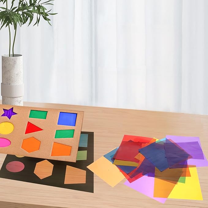 Zerodeko 84 Sheets Colored Cellophane Sheets Multi-color Transparent Wrapping Paper for DIY Crafts Candy Packaging Handmade Creative Use Colors