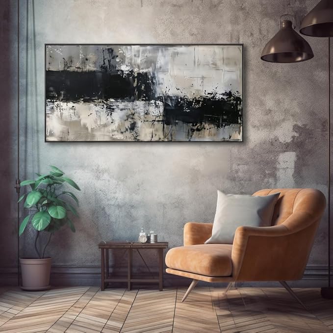 Wall Art Abstract Canvas Painting Black Grey Wall Decor Modern Artwork for Living Room Bedroom Dining Room Home Office Decor Large Framed Ready to Hang 30"x60"