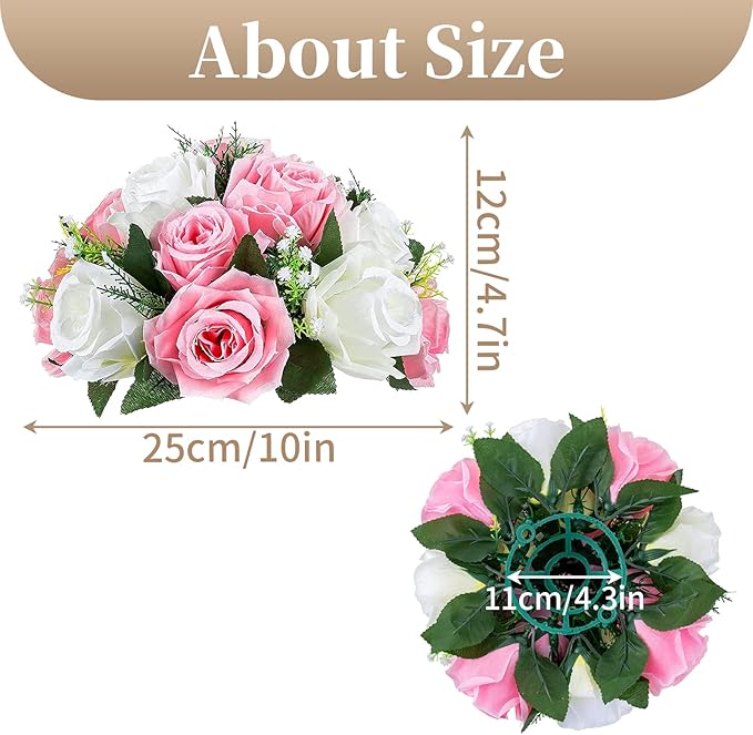 Sziqiqi Pack of 10 Fake Flowers, Silk Rose Flowers, Suit for Wedding/Party Centerpiece Road Lead Flower Rack Decorations, 10 Pieces
