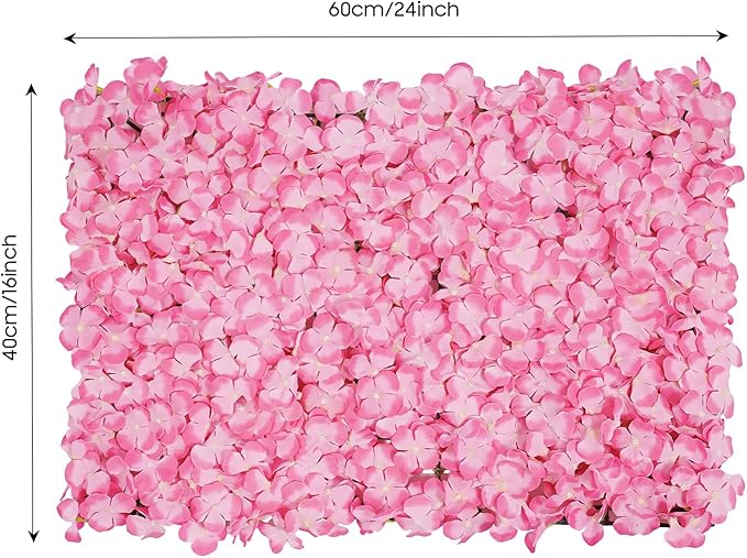 20Pcs 16"x 24" Artificial Flower Wall Panels,Flower Wall Mat Silk Flower Panels for Outdoor Garden Backyard Fence Fence Privacy Screen and Indoor Wall Decor (20Pcs Pink)
