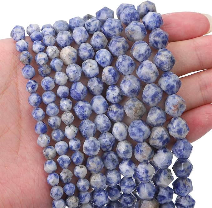Faceted Natural Blue Sodalite Stone Round Beads 10mm 36cm/Strand for Jewelry Making