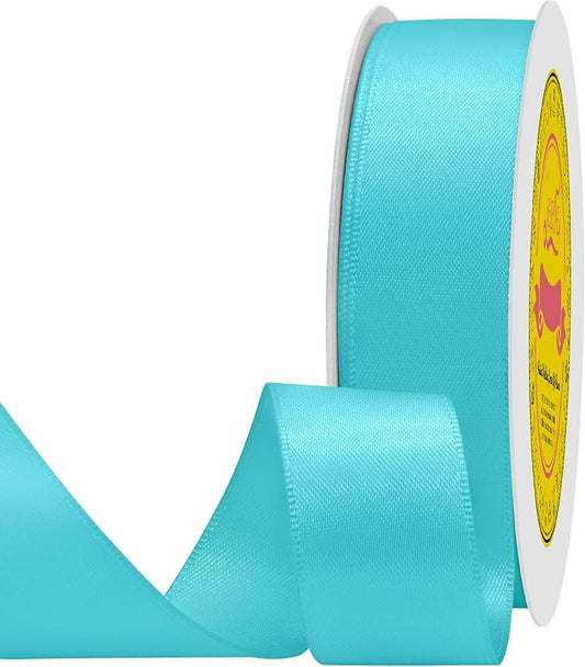 Double Face Turquoise Satin Ribbon 7/8 inch X 25 Yards for Gift Wrapping Very Suitable for Weddings Party Hair Bow Invitation Decorations and More