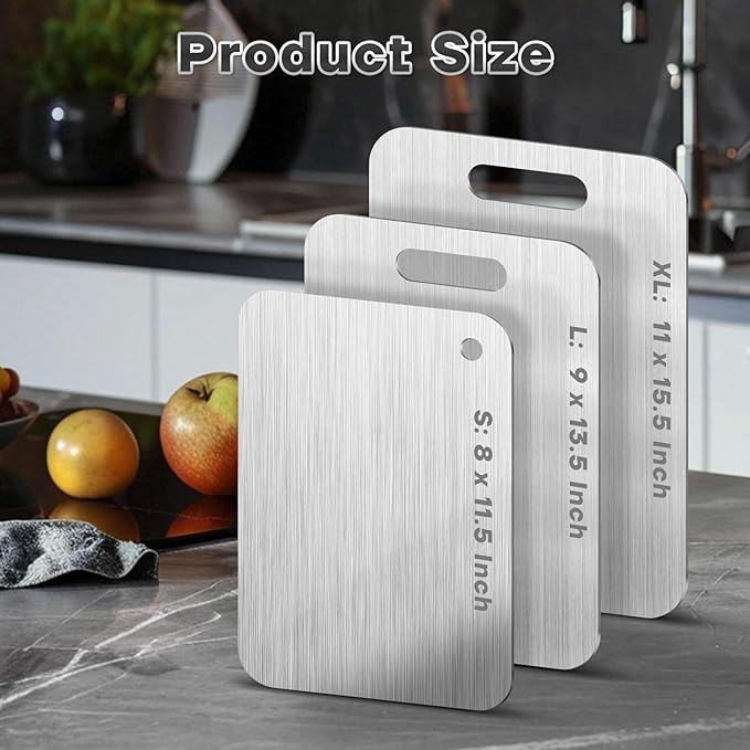 Katuchef Titanium Cutting Boards for Kitchen 100% Pure Ti Katu chef Titanium Cutting Board set Double Sided Non Toxic Titanware Chopping Board,Durable Dishwasher Safe Cutting Boards(1PC-L-9x13.5In)