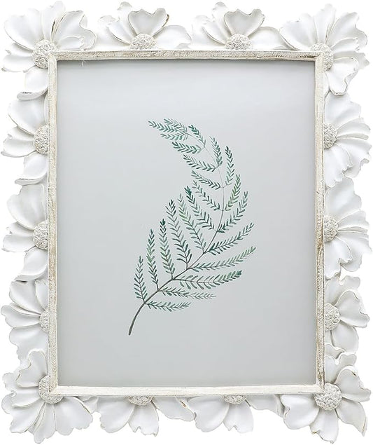 8x10 Vintage Picture Frame, Antique White Ornate Photo Frame, for Tabletop and Wall Display, Decorative Floral Design Retro Home Decor, Old Fashioned Photo Gallery Art