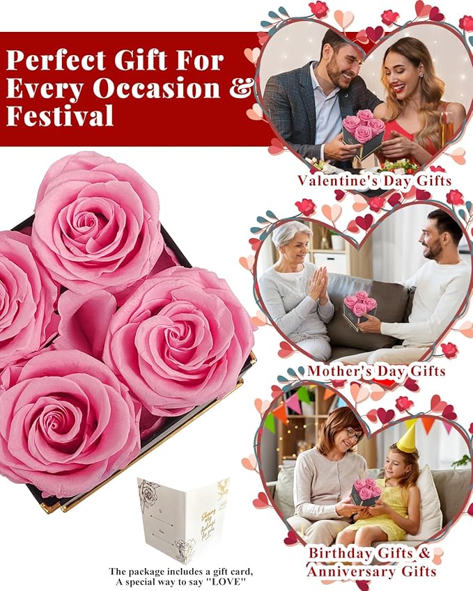Changshunqi Preserved Roses, Forever Flowers Real Roses in a Box Last 2-3 Years, Preserved Flowers Birthday Gifts for Womem Mom Her,Anniversary Eternal Flowers Gifts for Mother Women Friends
