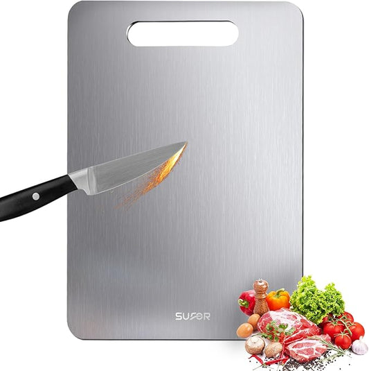 100% Titanium Cutting Board for Kitchen - Dishwasher Safe Chopping Boards with Handle, Reversible Charcuterie Board for Home Counter Outdoor Camping Housewarming Gifts for Women (13 x 9)