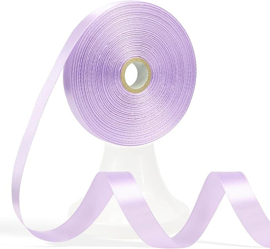 60 Yards Light Purple Satin Ribbon 5/8 Inch, Polyester Fabric Ribbon for Gift Wrapping, Crafts, Flower Bouquet, Wedding, Baby Shower, Easter, Christmas, Halloween