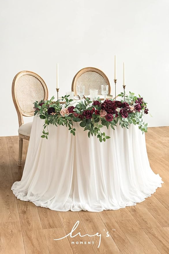 Ling's moment Artificial Burgundy Flowers, 16pcs Faux Silk Roses with Stems, 3.5" Fake Wine Red Flowers Bulk for DIY Wedding Bouquets Centerpieces Party Baby Shower Home Decoration