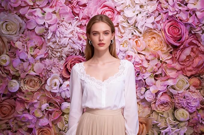 8x6.5ft Vinyl XMJJKUF Pink Floral Backdrop Flower Colorful Wedding Ceremony Girls Bridal Shower Background Birthday Party Decortaions Banner Portrait Photo Shoot Props