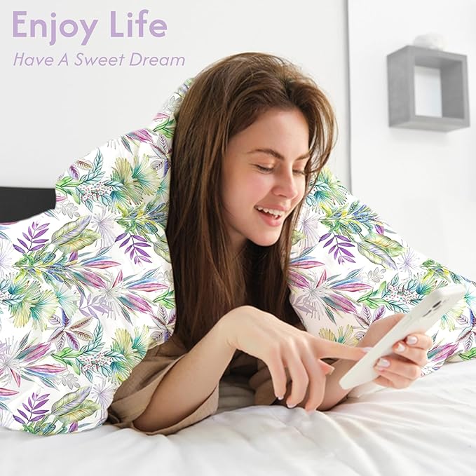 LONAVA King Botaincal 3 Pcs Duvet Cover Set, Breathable Soft Microfiber Lavender Lining Comforter Cover with Zipper Closure, and 2 Anti-Pilling, Fade Resistant Pillowcases, Tropical