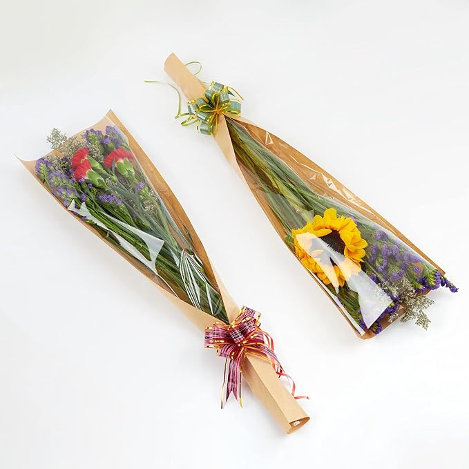 Paper Flower Bags For Bouquets Small Floral Plastic Flower Sleeves For Bouquets Gift Bags 50pcs S-Original