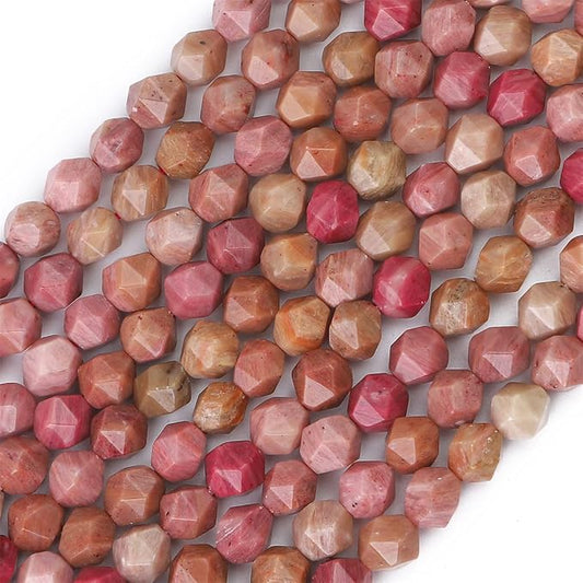 Faceted Natural Red Wood Marble Stone Round Beads 10mm 36cm/Strand for Jewelry Making