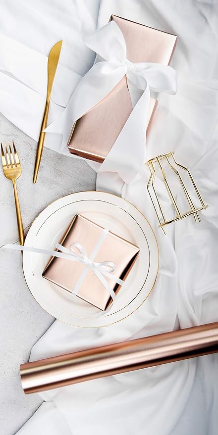 RUSPEPA Rose Gold Matte Wrapping Paper - 81.5 Sq Ft - Solid Color Paper Jumbo Roll Perfect for Wedding,Birthday,Christmas,Baby Show, Graduaction Congrats - 30 inches x 32.8 feet