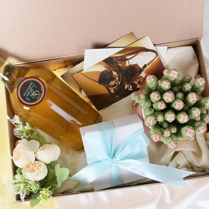 Aimyoo Gold Collapsible Gift Box with Magnetic Closure Lids 13.8x9x4.3 in, Large Bridesmaid Groomsman Proposal Boxes, Rectangle Present Box for Graduation Birthday Storage 1 Pack