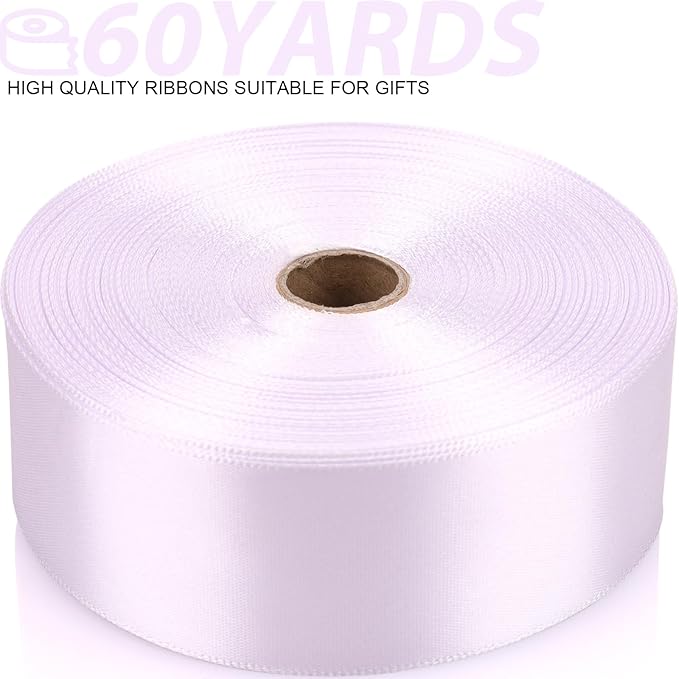 1-1/2 Inch 60 Yards White Solid Satin Ribbon for Gift Wrapping,Craft Floral Bouquets,Wedding Party,Timeless Flower,Decoration Floral Hair,Balloons