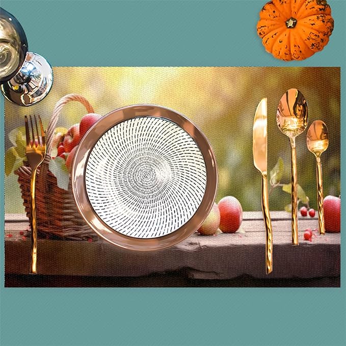 Apple Fall Fruit Basket Placemats Set of 6 PVC Vinyl Non Slip Table Mats Heat Resistant Place Mats Washable Wipeable Dining Table Mat for Kitchen Decor Party Indoor Outdoor Decorative Gift