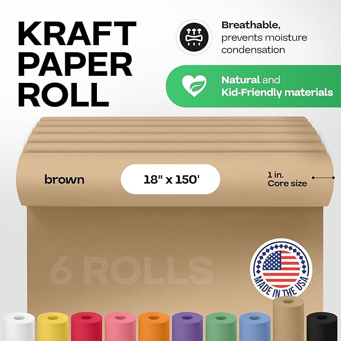 IDL Packaging 18" x 1800" (150 Feet) - Brown Kraft Paper Roll (Pack of 6) - 50lb Thickness - Heavy-Duty Paper for Packing, Moving, Shipping, Crafts - 100% Recyclable Natural Kraft Wrapping Paper