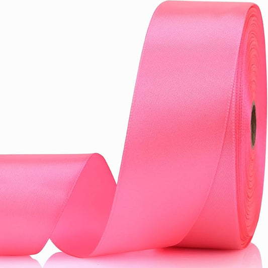 1-1/2 Inch 60 Yards Pink Solid Satin Ribbon for Gift Wrapping,Craft Floral Bouquets,Wedding Party,Timeless Flower,Decoration Floral Hair,Balloons