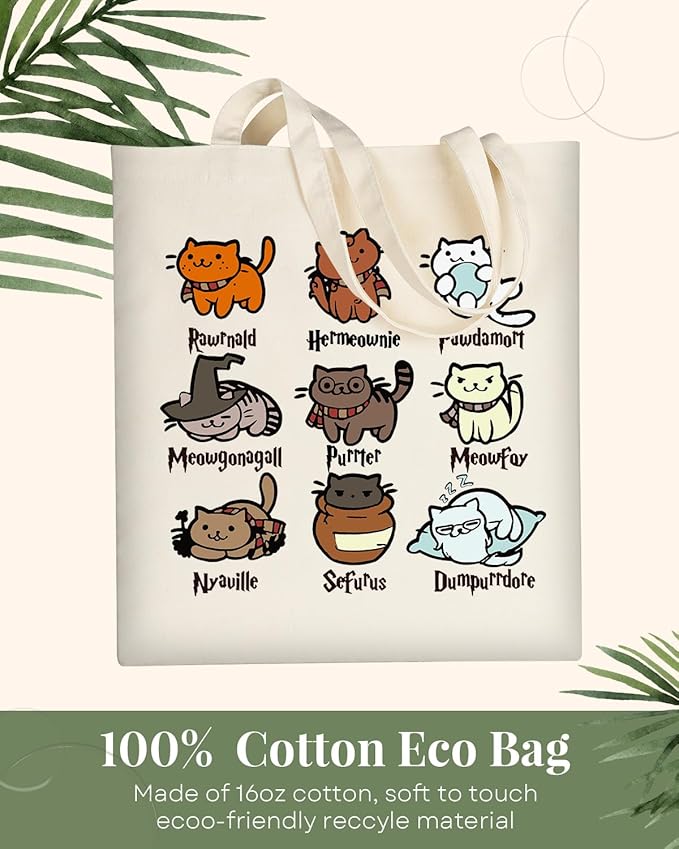 AUSVKAI Canvas Tote Bag Aesthetic for Women, Reusable Grocery Bag with Cat, fourth wing Cotton Bags for Shopping Beach Trendy Retirement Gifts