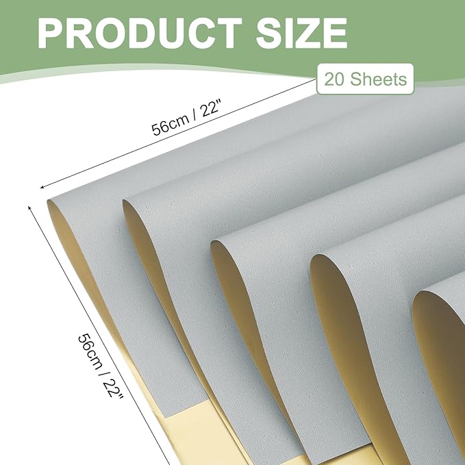 PATIKIL Flower Gift Wrapping Paper, 20 Sheets Double Sided Golden Waterproof Bouquet Paper Wrap Florist Supplies Packaging Floral Papers for Wedding DIY Craft Valentine, Light Gray/Gold
