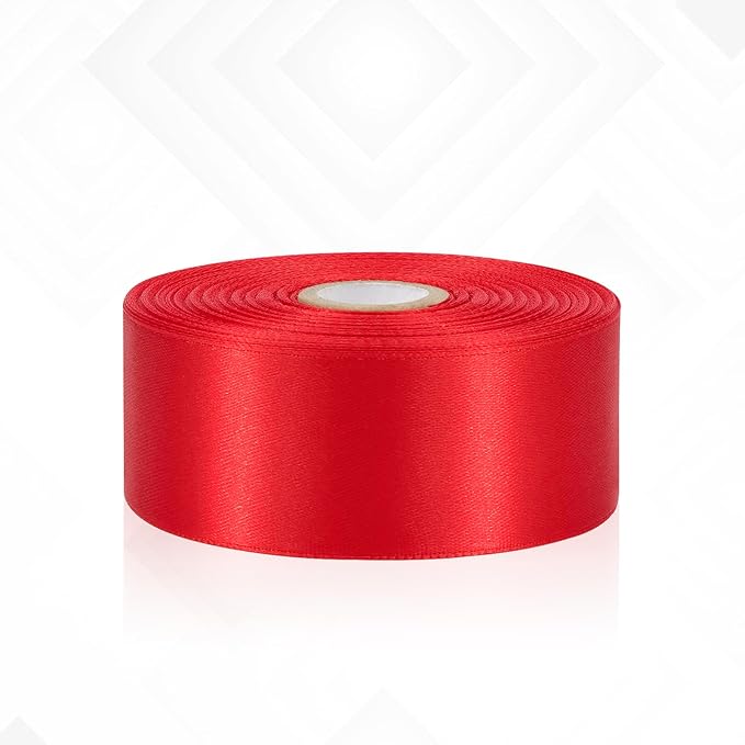 30 Yards Red Ribbon 1-1/2 Inch, Red Satin Ribbon for Gift Wrapping, Flower Bouquet, Crafts, Christmas, Birthday, Wedding and Bow Making