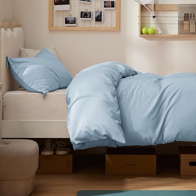 Bedsure Duvet Cover Twin/Twin XL Size - Soft Double Brushed Bedding Set for Kids & Adults, Zipper Closure, 2 Pieces, Includes 1 Duvet Cover (68"x90") & 1 Pillow Sham, NO Comforter, Winter Sky