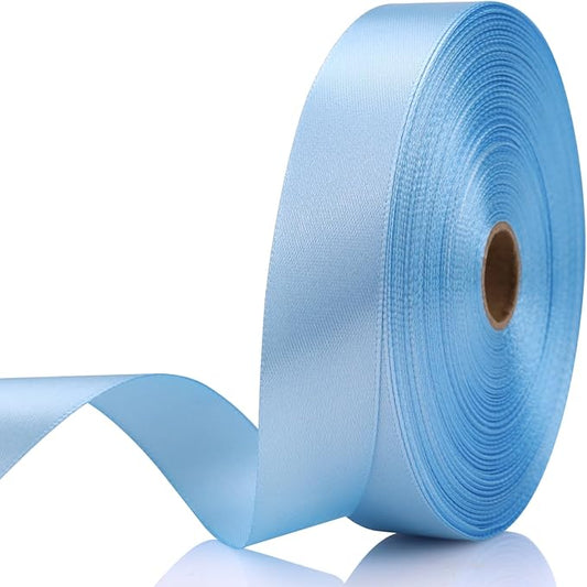 7/8 Inch 60 Yards Sky Blue Satin Craft Ribbon-Single Face Polyester Ribbon for Handmade Roses,Gift Wrapping,Timeless Flower,Bouquets,Wedding and Party Decoration